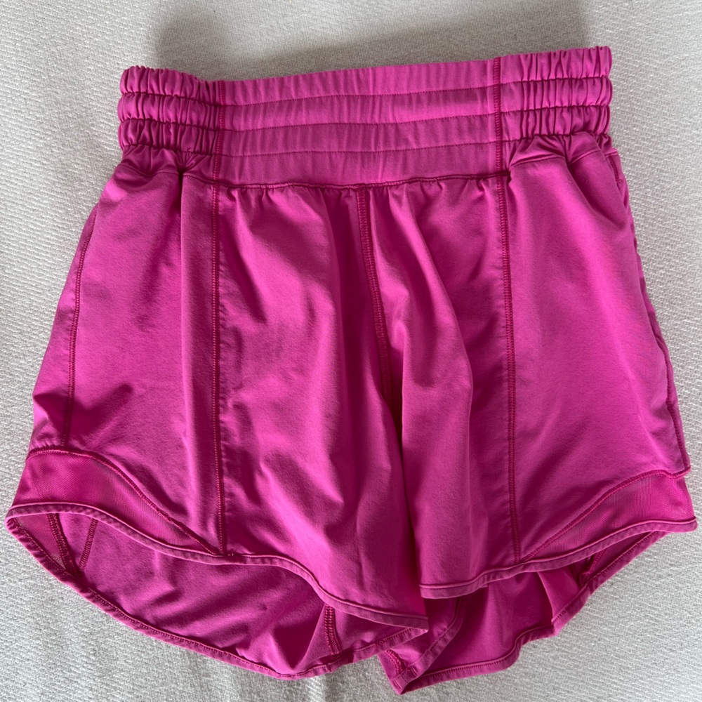 Women’s Lululemon Hotty Hot High-Rise Lined 4” Shorts, Size: 2, Color:Sonic Pink